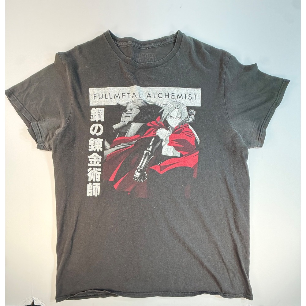 Fullmetal Alchemist Graphic T shirt Mens Large Black Edward Alphonse Elric Anime